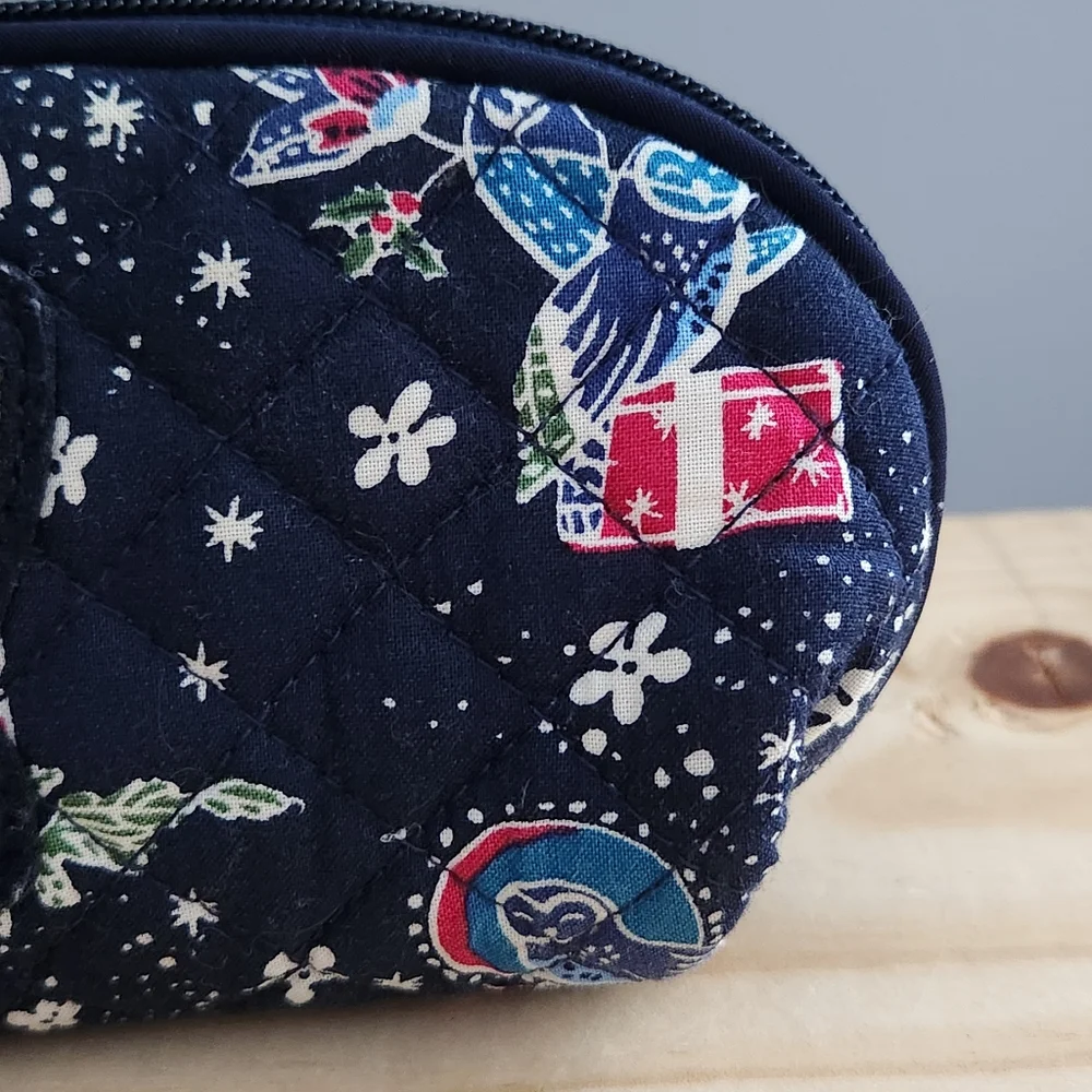 Vera Bradley Holiday Owls Zippered Camshell Cosmetic Pouch Bag Case